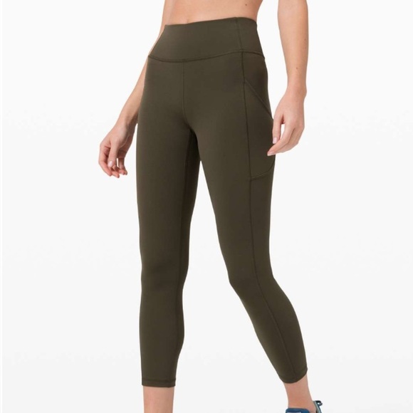 Lululemon Invigorate Leggings With Pockets 25” Size 2 - Dark Olive